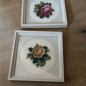 Floral Embroidered Wall Art Set